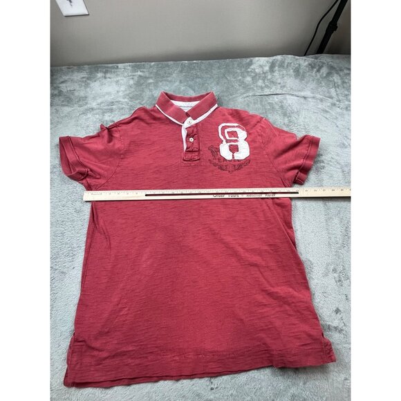 American Eagle Outfitters Mens XL Red Polo Shirt Casual Embroidered Number 8 - Picture 4 of 8